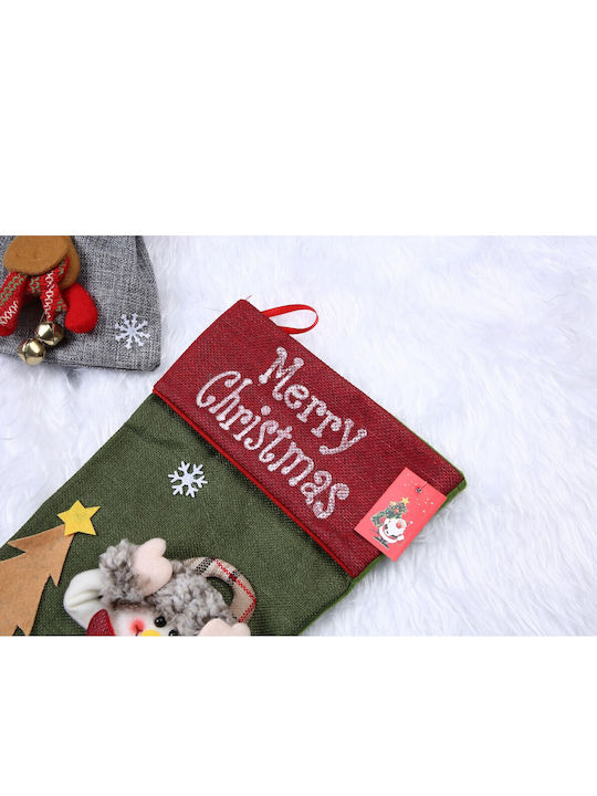 Christmas Decorative Sock with Elf L40xW20cm Green
