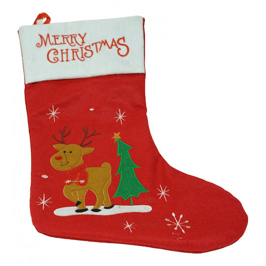 Weihnachtliche Dekorationssocke mit Rentier M38xP19cm Rot