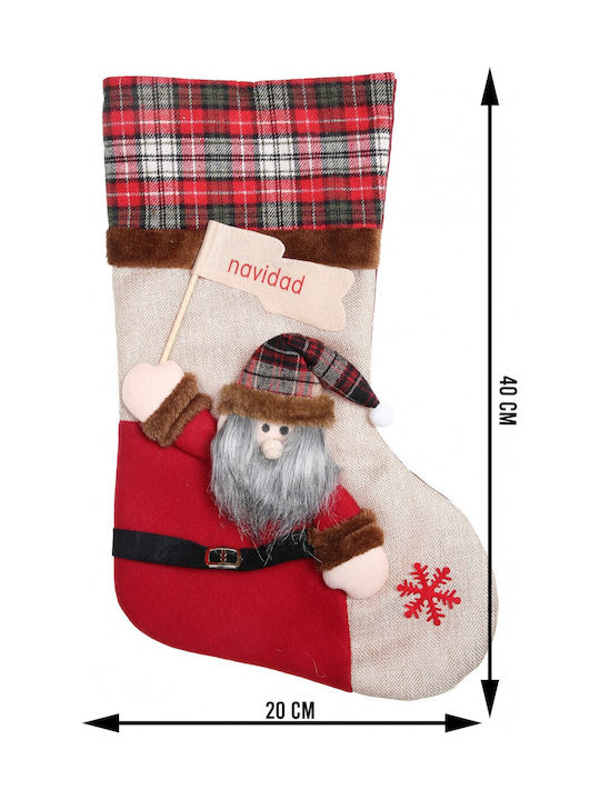 Christmas Decorative Sock with Santa Claus L40xW20cm