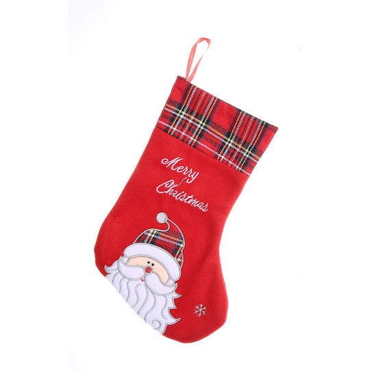 Christmas Decorative Sock with Santa Claus L30xW15cm Red