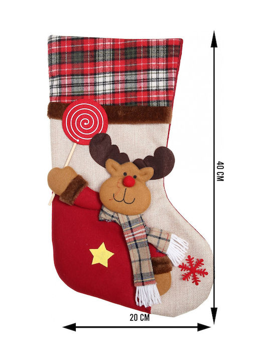 Ciorap Decorativ De Crăciun Cu Ren M40xL20cm