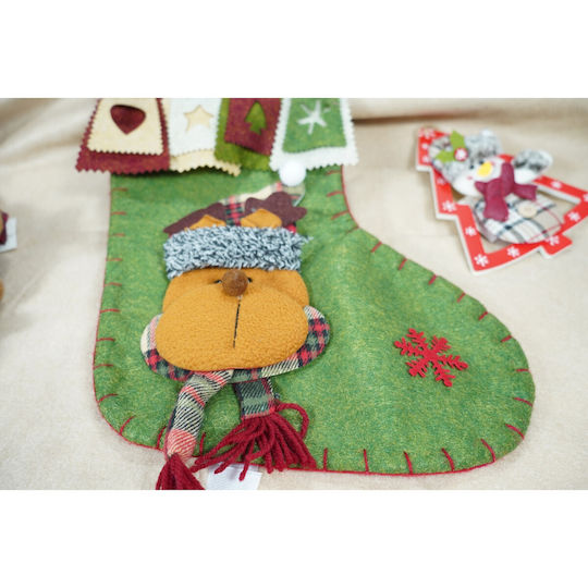 Christmas Decorative Sock with Reindeer M40xW20cm Green