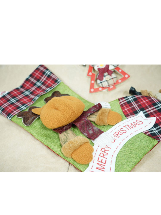Ciorap Decorativ De Crăciun Cu Ren M45xL23cm Verde