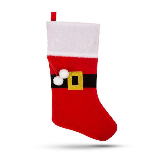 Christmas Decorative Sock with Santa Claus H45xW24cm Brown