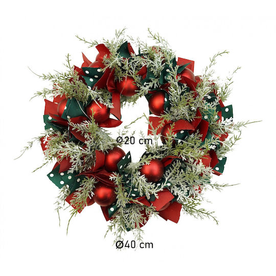 Alista Home Christmas Decorative Plastic Illuminated Wreath with Diameter 40cm Red