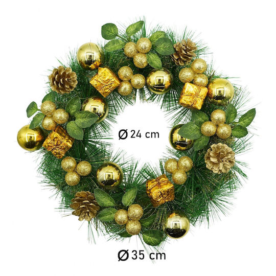 Alista Home Christmas Decorative Plastic Wreath with Diameter 35cm Green