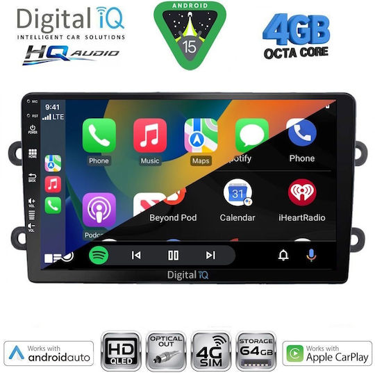 Digital IQ Car Audio System for Dacia Duster 2012-2019 Bluetooth USB WiFi GPS Apple CarPlay Android Auto with 9" Touch Screen