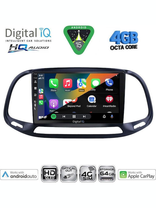 Digital IQ Car Audio System for Opel Combo Fiat Doblo 2015-2018 Bluetooth USB WiFi GPS Apple CarPlay Android Auto with 9" Touch Screen