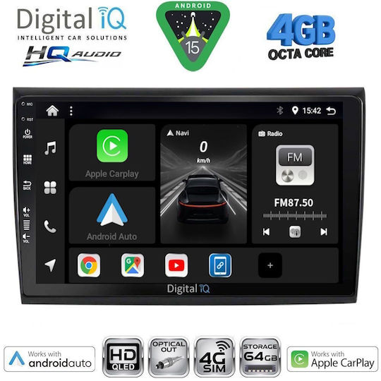 Digital IQ Ηχοσύστημα Αυτοκινήτου για Fiat 500X 2014 (Bluetooth/USB/WiFi/GPS/Apple-Carplay/Android-Auto) με Οθόνη Αφής 9"