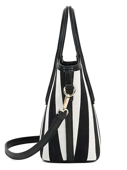 Gallantry Marbella Gestreifte Handtasche Damen Runde Griff Schultergurt Schwarz Weiß
