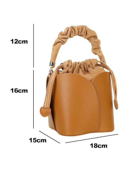 Gallantry Nuvia Collection Beuteltasche Damen Rüschen Griff Schultergurt Braune