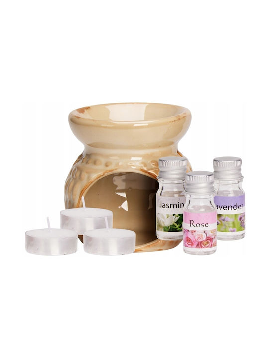 Ceramic Oil Burner Set 3 Essential Oil Scents 1 Tealight