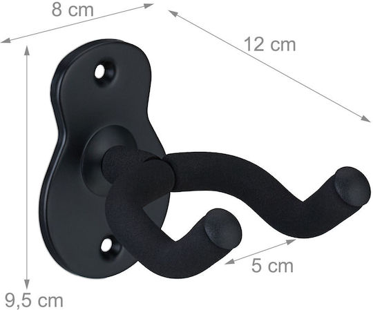 Relaxdays Guitar Wall Mount Set 3 Black 9.5x12x8 Cm