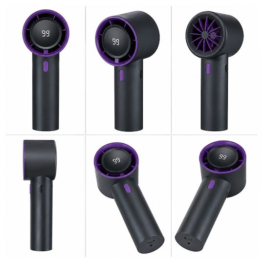 Depox Ventilator Portabil Turbo 99 Viteze Display Led USB Reîncărcabil Negru