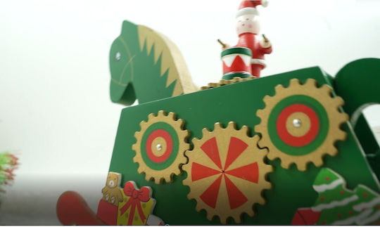 Christmas Decorated Music Box Pony Green Wooden 18 Cm X 25 Cm Indoor Alista Home