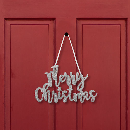 Decorațiune De Crăciun Merry Christmas Argintie 20 X 12 Cm Banner Decorativ