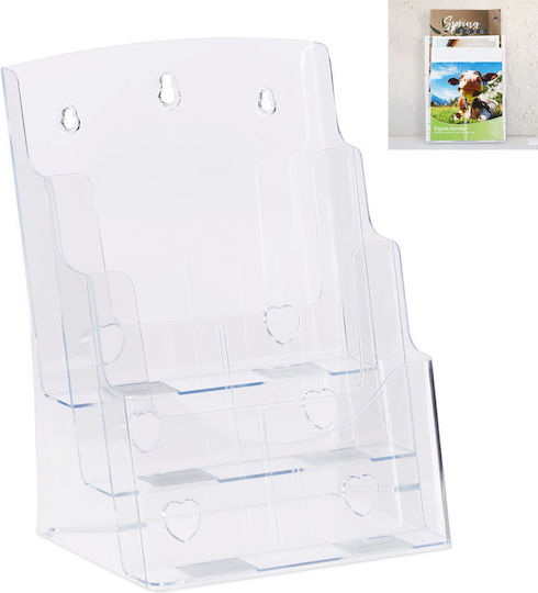 Relaxdays Magazinordner 3 Fächer Transparent 33x24,5x20cm