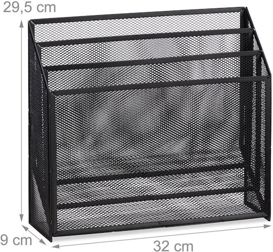 Relaxdays Document Organizer 3 Compartments Black 29.5x9x32 Cm