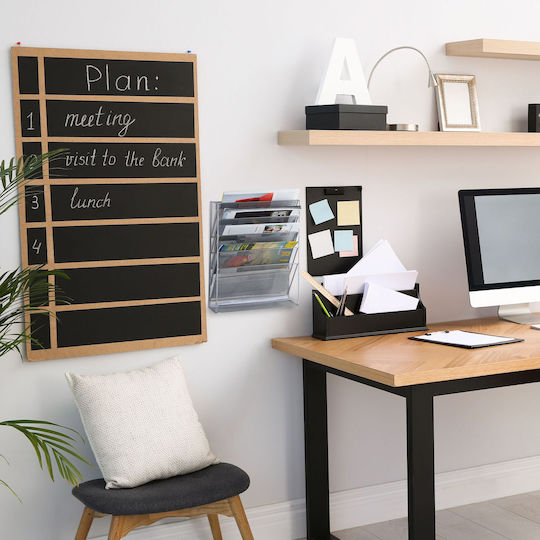 Relaxdays Wandmontierter Magazinordner Silber 40,5x10,5x32,5 cm