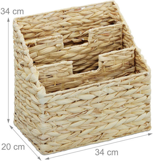 Relaxdays Magazine Holder 3 Compartments Natural 34x20x34 Cm