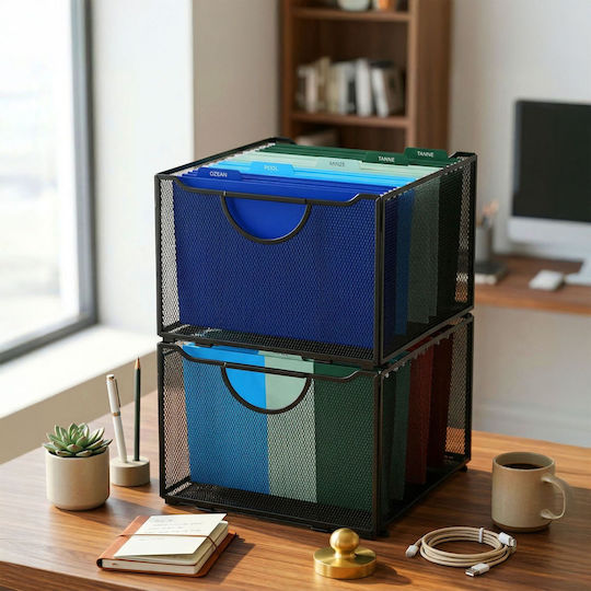 Relaxdays Organizatoare Metalice Negre Suspendate Pentru Dosare 0