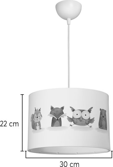 Pakketo Wooda Einfaches Licht Kinderzimmer-Deckenleuchte Kremasto aus Kunststoff 20W mit E27 Sockel 30x20cm