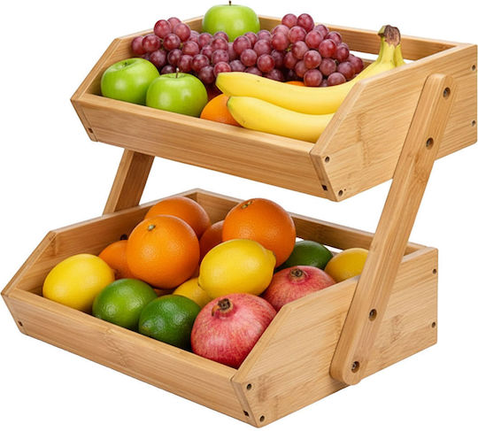 Relaxdays Fruit Bowl Made of Bamboo 2 Levels Brown 26.5x25x30cm