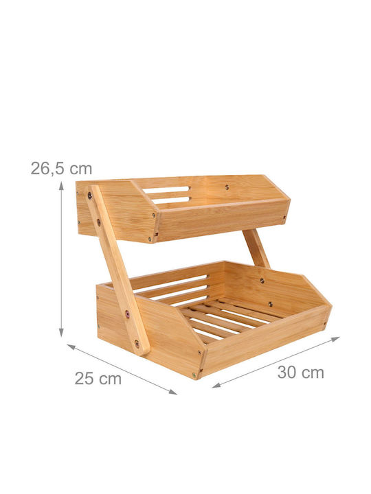 Relaxdays Bol De Fructe Din Bambus 2 Nivele Maro 26.5x25x30cm