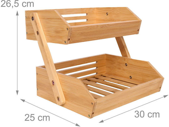 Relaxdays Bol De Fructe Din Bambus 2 Nivele Maro 26.5x25x30cm