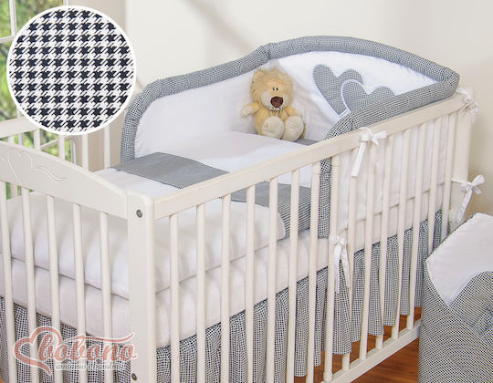 Bobono Crib Set Black Houndstooth 3 Pieces
