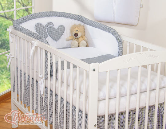 Bobono Crib Set Black Houndstooth 3 Pieces