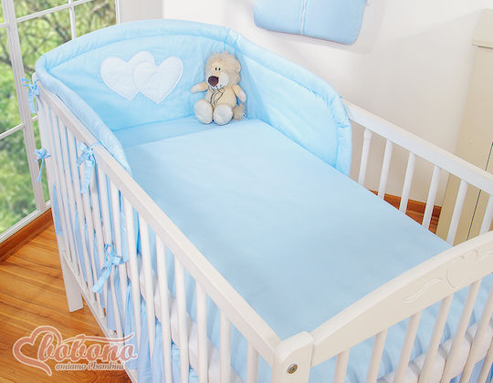 Bobono Bobono Baby Bettwäsche-Set Für Krippe Blue Hearts Und Streifen 3 Stück