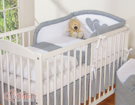 Bobono Crib Set Black Houndstooth 3 Pieces
