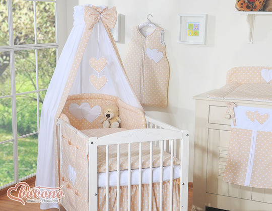 Bobono Set Pentru Patut Bej 5 Bucăți 5cz-120/tiul/inimi/551
