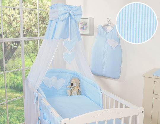 Bobono Crib Set Blue Stripes 5 Pieces