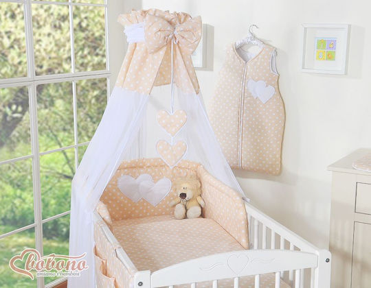 Bobono Set Pentru Patut Bej 5 Bucăți 5cz-120/tiul/inimi/551