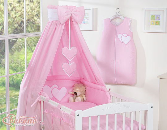Bobono Baby Bettwäsche-Set Für Krippe Pink 5 Stücke 5cz-135/tiul/herzen/517
