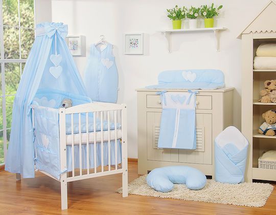 Bobono Crib Set Blue Stripes 5 Pieces