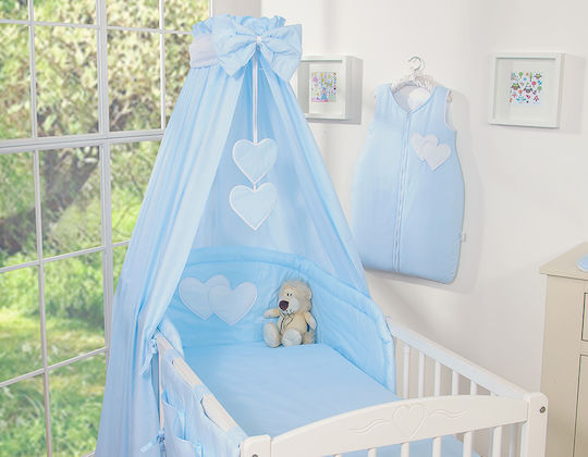 Bobono Crib Set Blue Stripes 5 Pieces