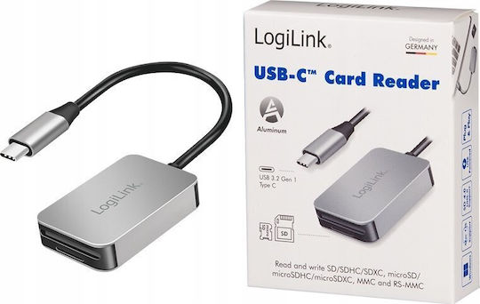 LogiLink Card Reader USB 3.0 Type-C για SD/microSD Γκρι