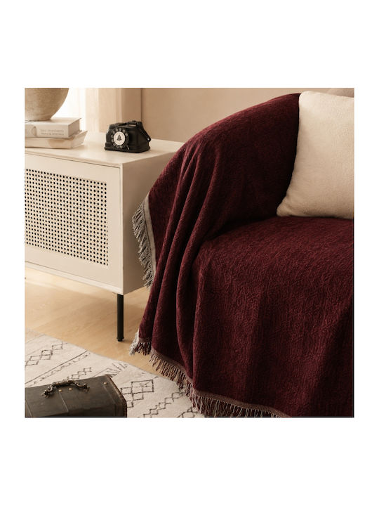 My Home Luxury Decken & Couchdecken Zweisitzer-Sofa Überwurf Jacquard 180x240cm Burgundisch