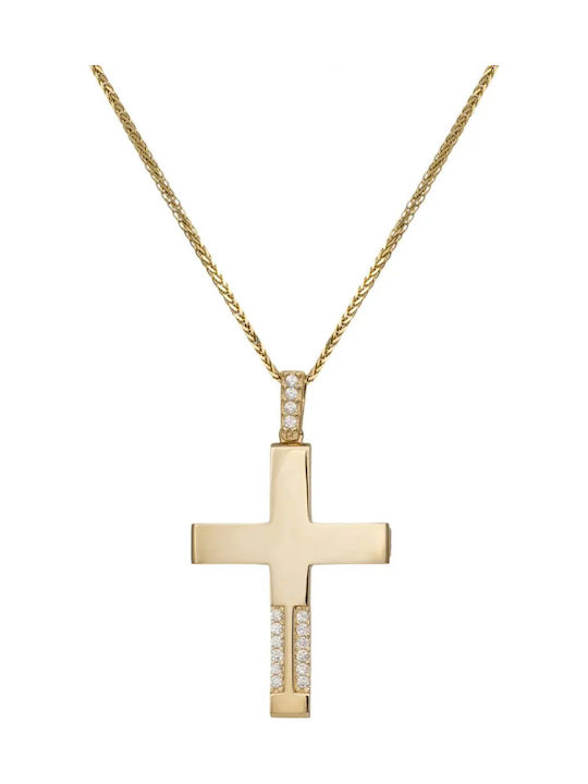 Women's Gold Cross 9K Double Sided with Chain