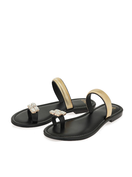 Leather Women's Black Flat Sandals