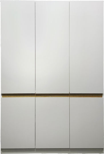 Merzia Τρίφυλλη Ντουλάπα Λευκό 120x46.5x183cm