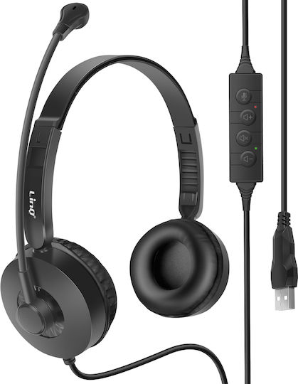 LinQ Надушни Мултимедийни Слушалки с Микрофон и USB-A Свързване EAR9974