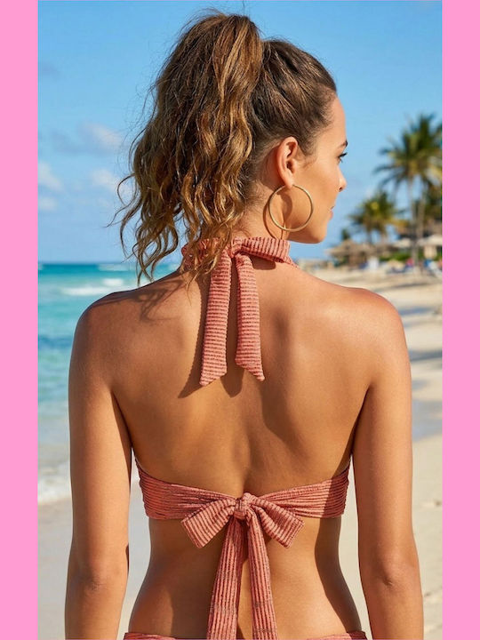 Μπικίνι Top Bikini Σουτιέν C Cup με Ενίσχυση Floral Πορτοκαλί