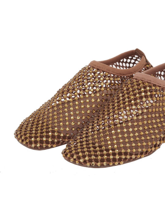 Women's Ballerina Shoes In Tabac Brown Colour
