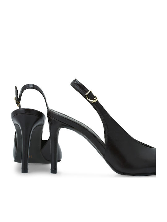 Leather Heels With High Brown Heel
