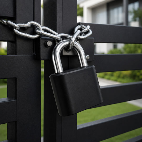 Steel Padlock Brass Combination 24mm Black