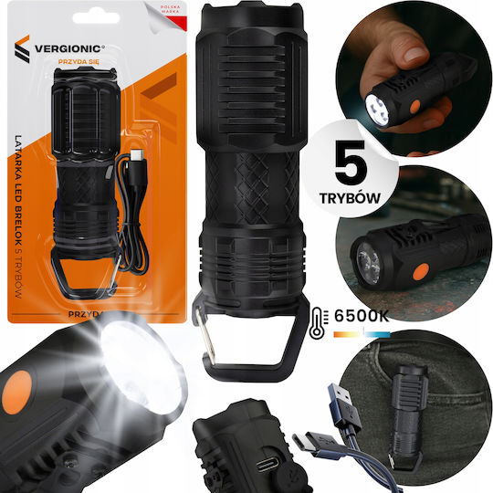 Vergionic Wiederaufladbarer Schlüsselanhänger LED Taschenlampe mit Maximaler Helligkeit 150 Lumen